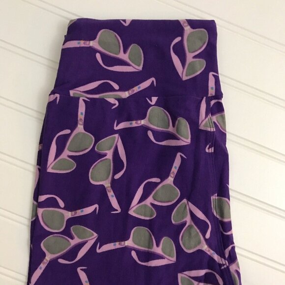 NWT LulaRoe OS Leggings Purple Pink Sunglasses Pattern One Size New LLR HTF Rare - Picture 2 of 4